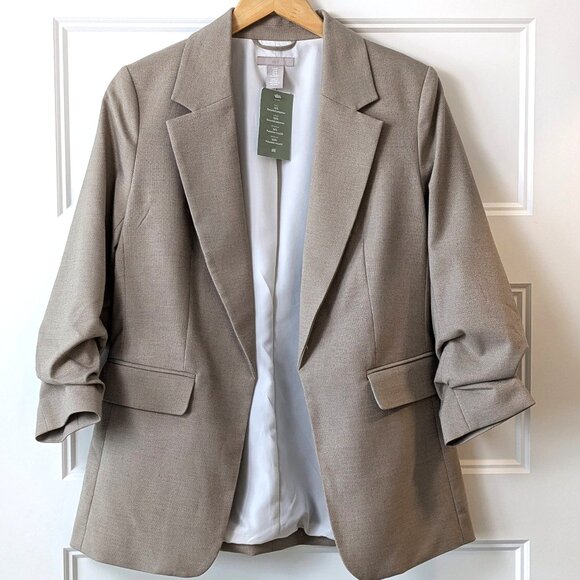 NWT H&M Gathered Sleeve Open Front Blazer SZ M - Picture 8 of 13